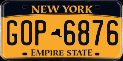 NY license plate GOP6876