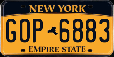 NY license plate GOP6883