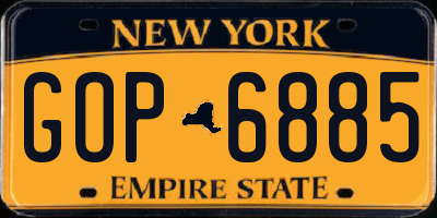 NY license plate GOP6885