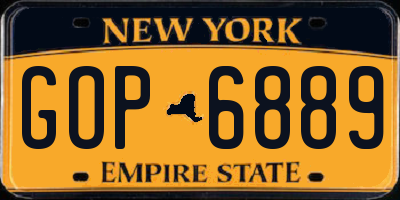 NY license plate GOP6889