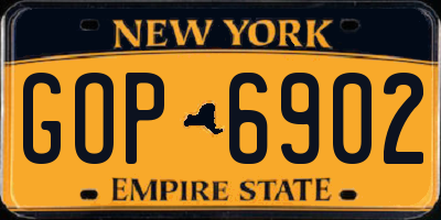 NY license plate GOP6902