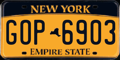 NY license plate GOP6903