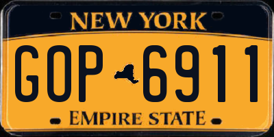 NY license plate GOP6911