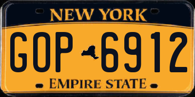 NY license plate GOP6912