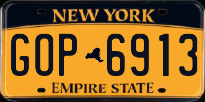 NY license plate GOP6913