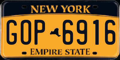 NY license plate GOP6916