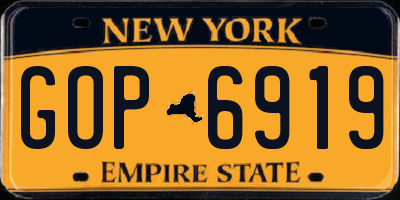 NY license plate GOP6919