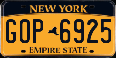 NY license plate GOP6925