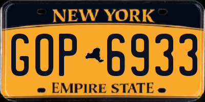 NY license plate GOP6933