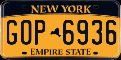NY license plate GOP6936