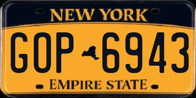 NY license plate GOP6943