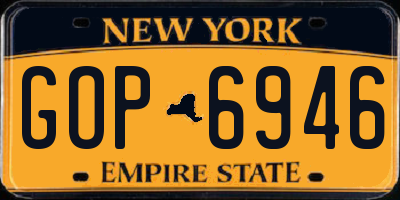 NY license plate GOP6946