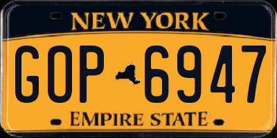 NY license plate GOP6947