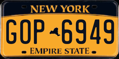 NY license plate GOP6949