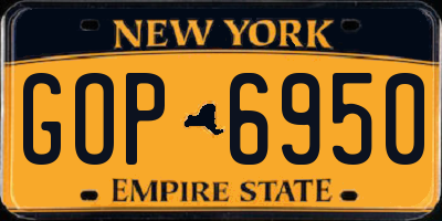 NY license plate GOP6950