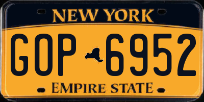 NY license plate GOP6952