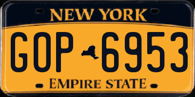 NY license plate GOP6953