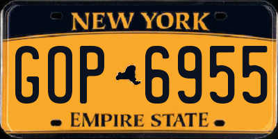 NY license plate GOP6955