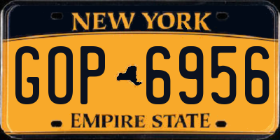 NY license plate GOP6956
