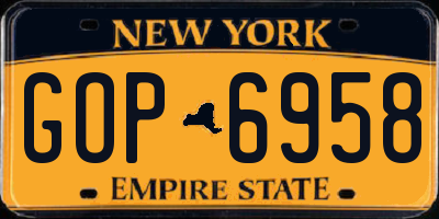 NY license plate GOP6958