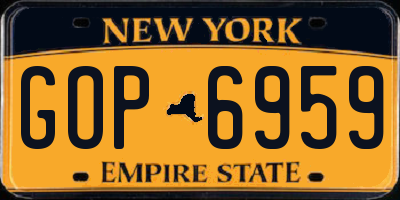 NY license plate GOP6959