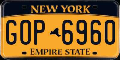 NY license plate GOP6960