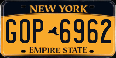 NY license plate GOP6962