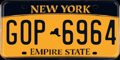NY license plate GOP6964