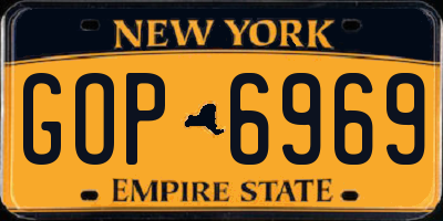 NY license plate GOP6969