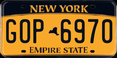 NY license plate GOP6970