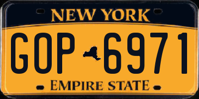 NY license plate GOP6971