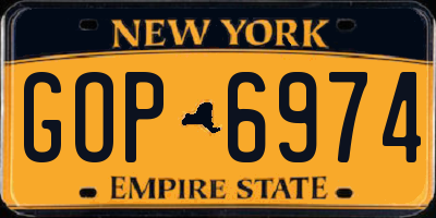 NY license plate GOP6974