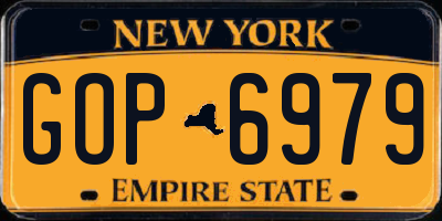 NY license plate GOP6979