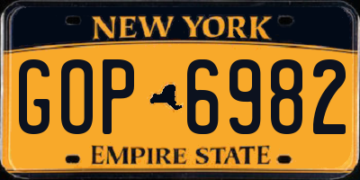 NY license plate GOP6982