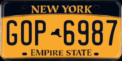 NY license plate GOP6987