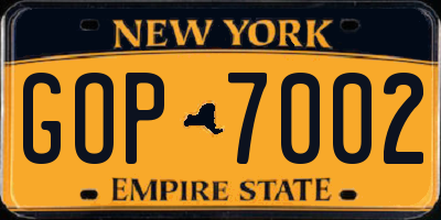 NY license plate GOP7002