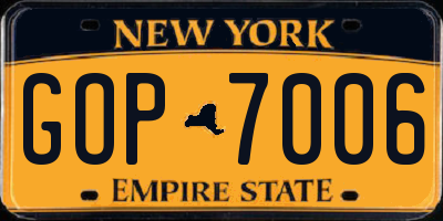 NY license plate GOP7006