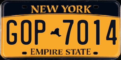 NY license plate GOP7014