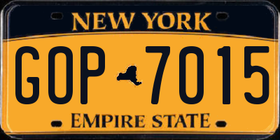 NY license plate GOP7015