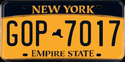 NY license plate GOP7017