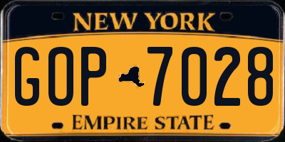 NY license plate GOP7028