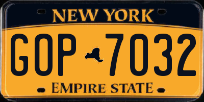 NY license plate GOP7032