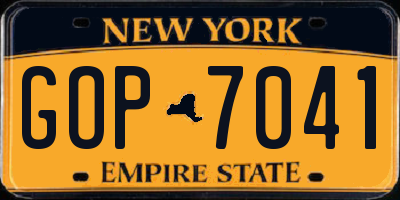 NY license plate GOP7041