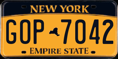 NY license plate GOP7042