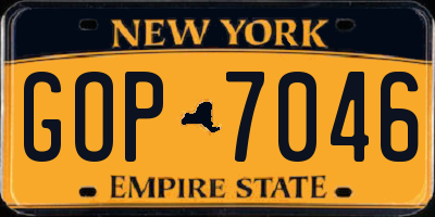 NY license plate GOP7046