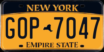 NY license plate GOP7047
