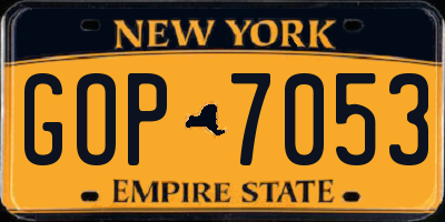 NY license plate GOP7053