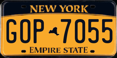 NY license plate GOP7055