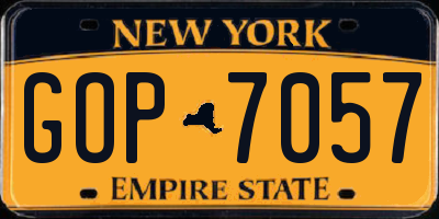 NY license plate GOP7057