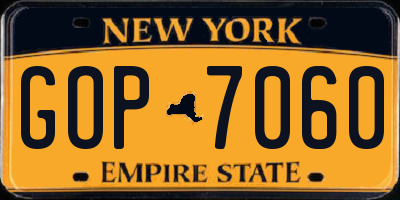 NY license plate GOP7060